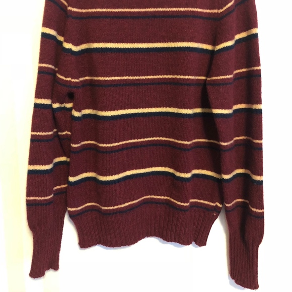 JC Penney Men’s Stripe Wool Crewneck Sweater NWT Maroon Size M - Picture 5 of 5